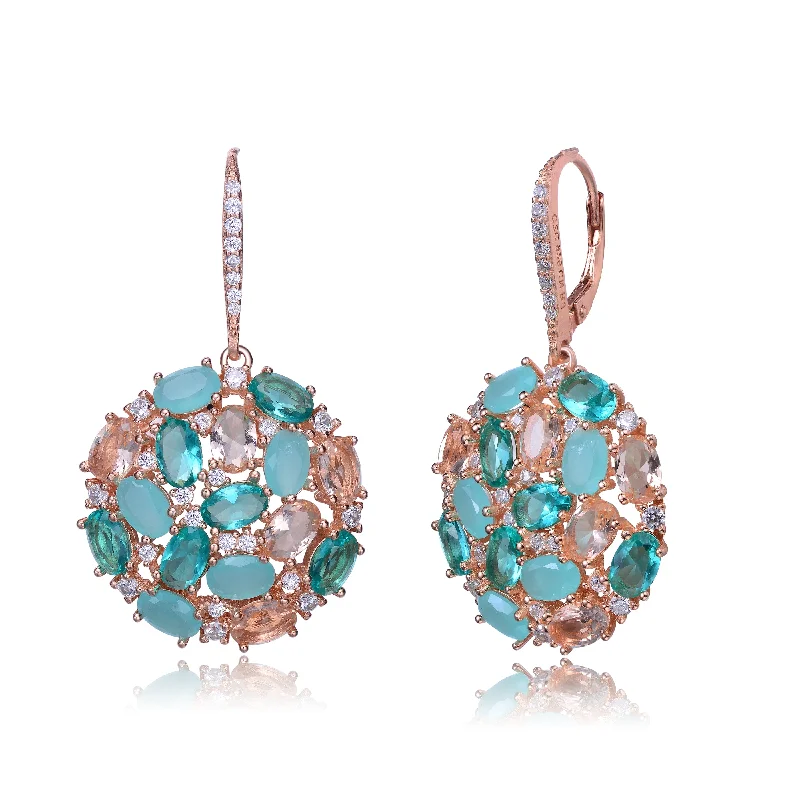 Diamond stud earrings for women-Louise Rose Gold Blue CZ Earrings