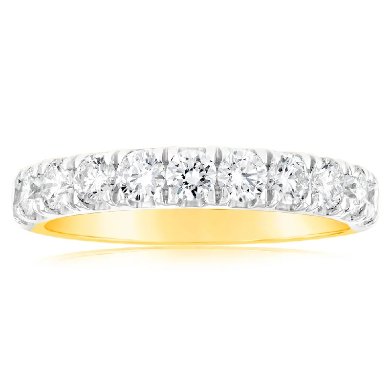 Wedding engagement ring set for women-Luminesce Lab Grown Diamond 1 Carat Eternity Ring in 9ct Yellow Gold