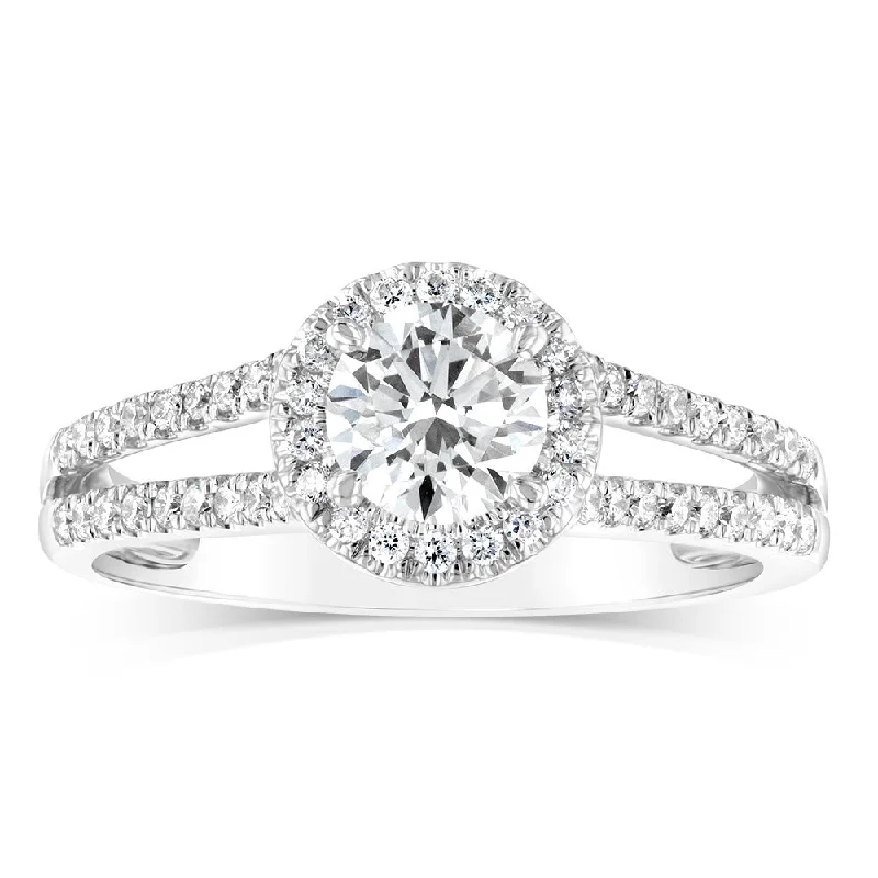 Vintage diamond engagement ring for women-Luminesce Lab Grown 14ct White Gold 1 Carat Diamond Split Shank Ring