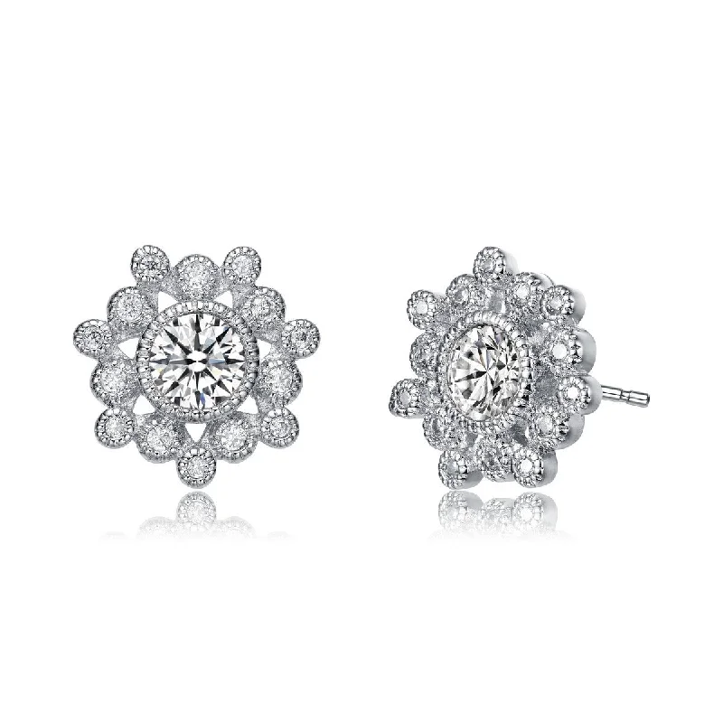 Fancy earrings for women-Camille Classic Flower Stud Earrings