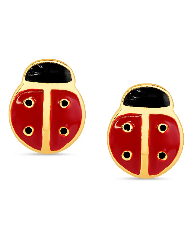 Bright gemstone earrings for women-Ladybug Stud Earrings