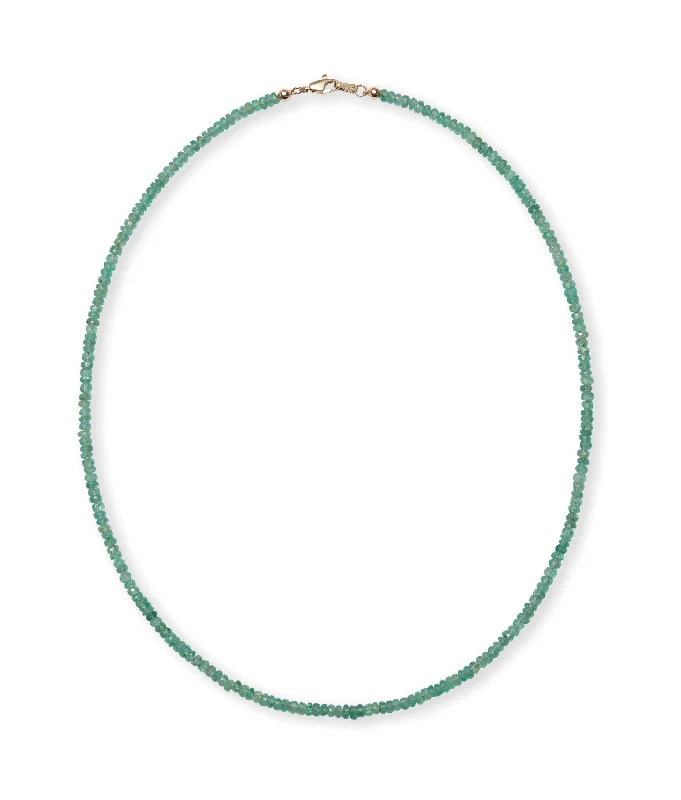 Custom necklace for women-Tiny Beaded 14k Gold Necklace in Emerald