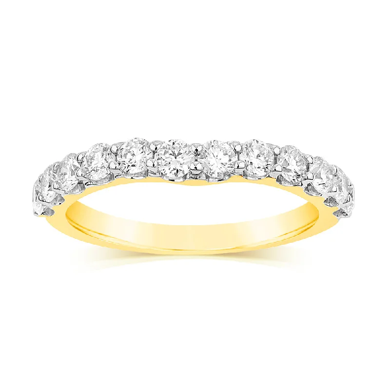 Custom rose gold engagement ring for women-Luminesce Lab Grown 1.5 Carat Diamond Eternity Curve Ring in 18ct Yellow Gold