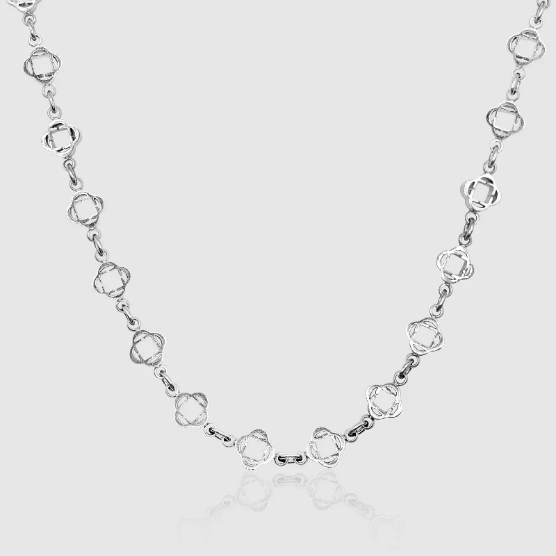 Sapphire necklace for women-Clover Link Necklace (Silver)