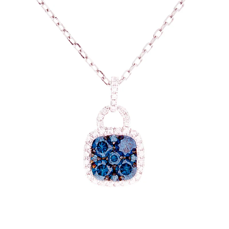 Rose gold chain necklace for women-Blue Diamond Pendant