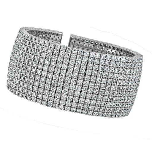 Custom bridal engagement ring for women-Multi-Row Diamond Cuff