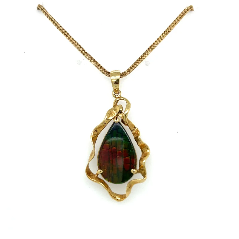 Large gemstone necklace for women-18K Yellow Gold Amolite Necklace