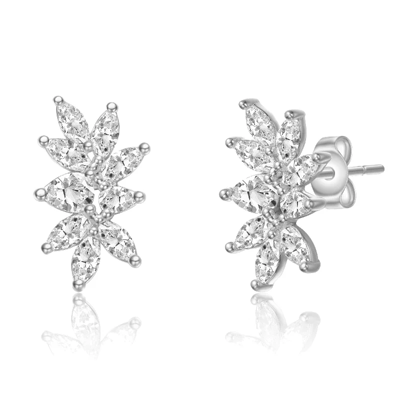 Long drop earrings for women-Lierre Moissanite Garden Cluster Stud Earrings