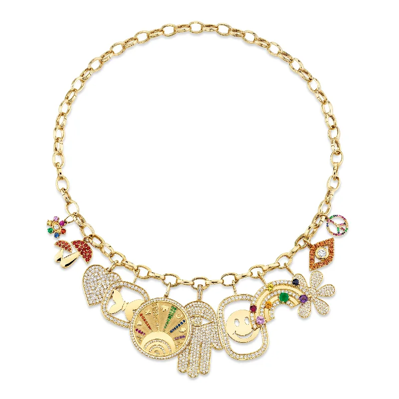 Fashion necklace for women-Gold & Diamond Psychedelic Grooves Necklace