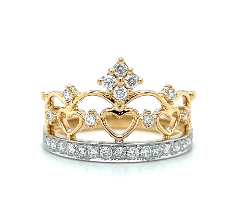 Diamond wedding ring for women-18k Two Tone Diamond Tiara Fashion Ring