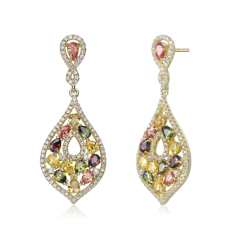 Floral earrings for women-Caroline Zirconia Accent Dangle Earrings