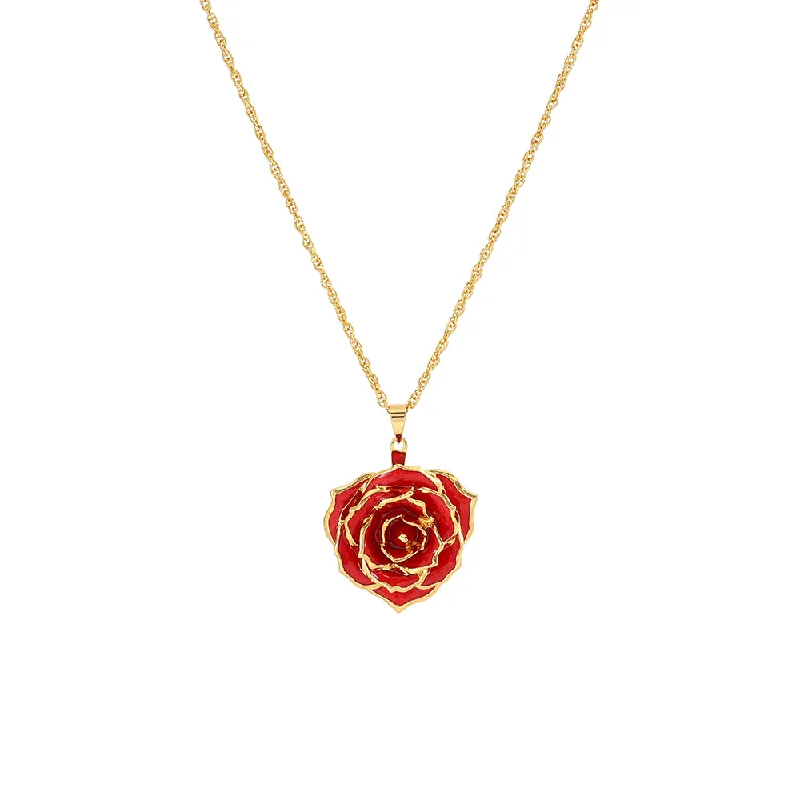 Affordable necklace for women-Real Rose Pendant Necklace