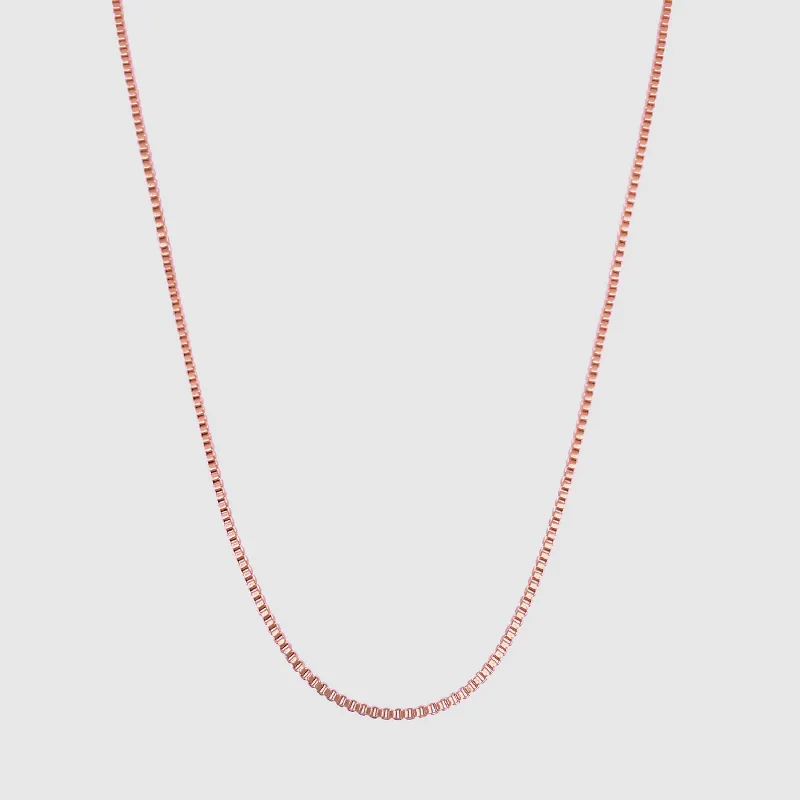 Long diamond necklace for women-Box Chain (Rose Gold) 2mm