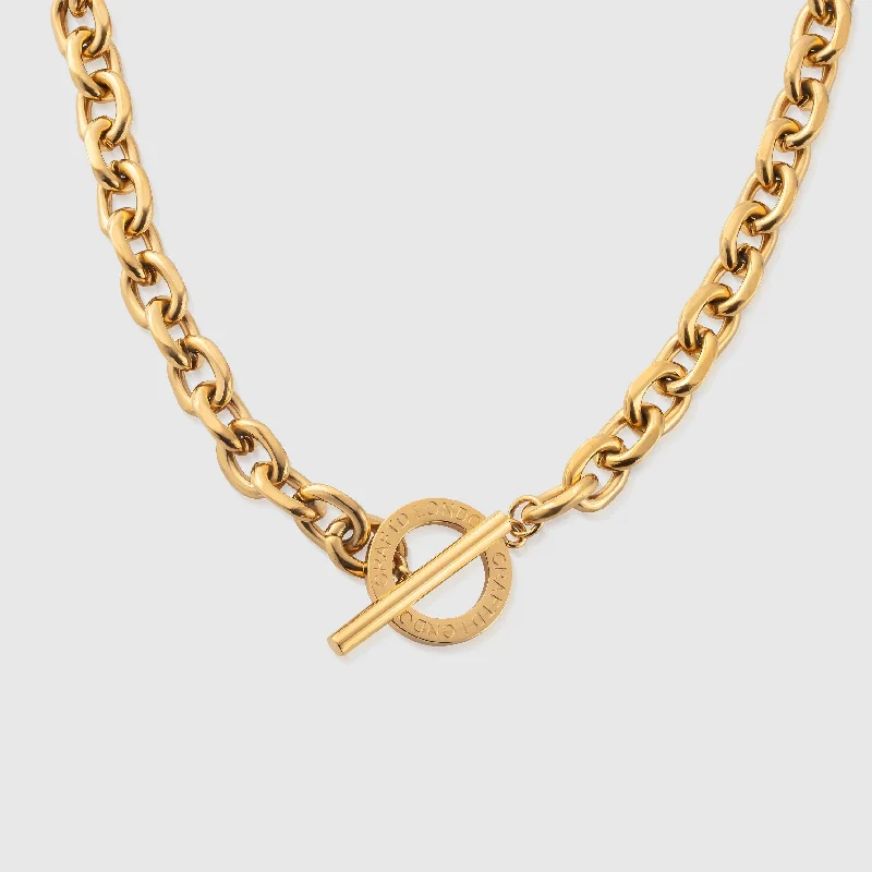 Large pendant necklace for women-Toggle Chain (Gold)