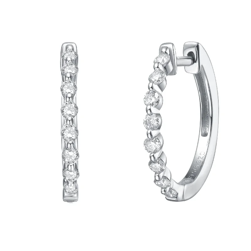 Floral earrings for women-Cléo Lab Created Moissanite Huggie Hoop Earrings