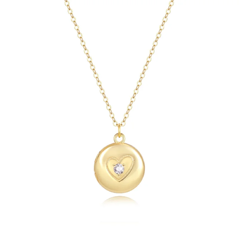 Trendy gold necklace for women-Isabella Circle Locket Necklace