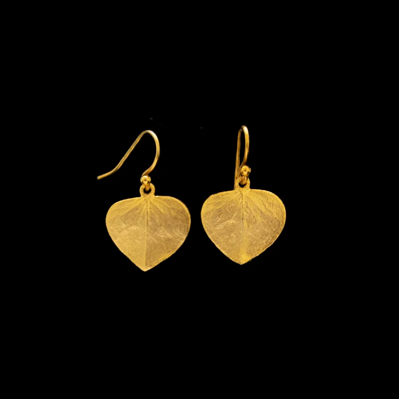 Heart shaped stud earrings for women-Fine Eucalyptus Earrings - Leaf Wire Drop