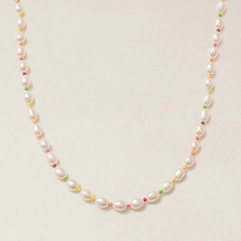 Classic gold necklace for women-Kurt neon pearl necklace