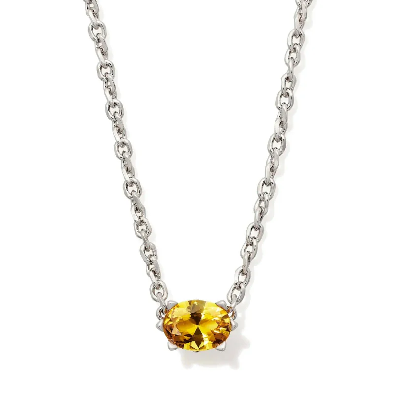 Classic pearl necklace for women-Kendra Scott | Cailin Silver Pendant Necklace in Golden Yellow Crystal