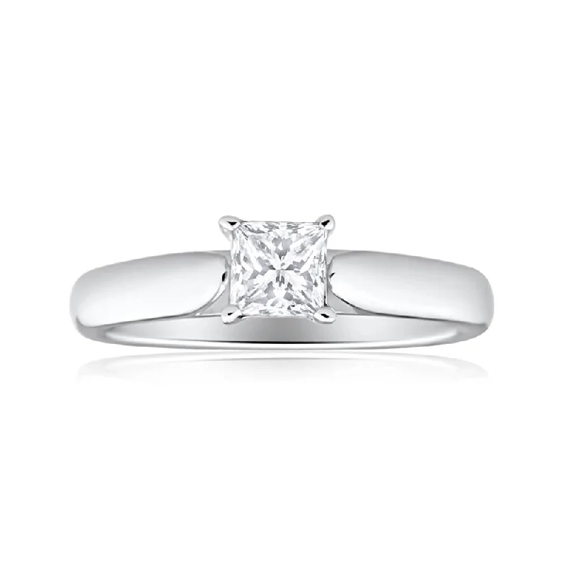 Diamond eternity engagement ring for women-18ct White Gold Solitaire Ring With 0.5 Carat 4 Claw Set Diamond