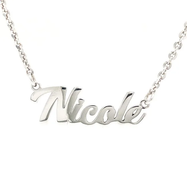 Silver pendant necklace for women-SS Script Name Necklace