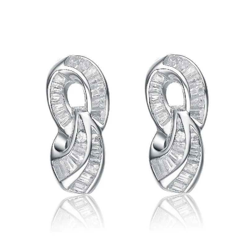 Bridal stud earrings for women-Sterling Silver Cubic Zirconia Link Earrings