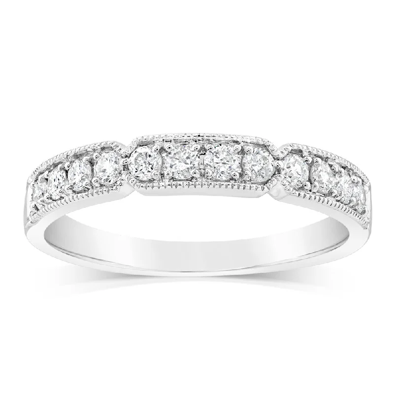 Two-tone engagement ring for women-9ct White Gold Channel Set Ring in 0.30 Carat Natural Diamonds