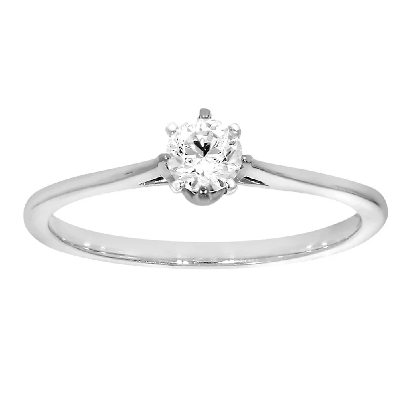 Vintage style engagement ring for women-9ct White Gold  1/4 Carat Diamond Solitaire Ring