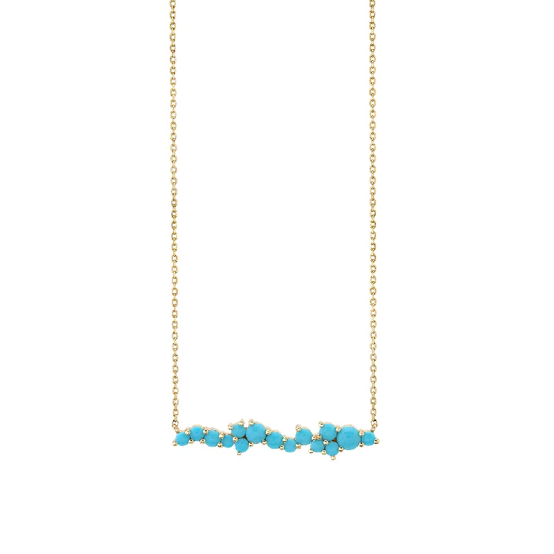 Trendy necklace for women-Gold & Turquoise Cocktail Bar Necklace