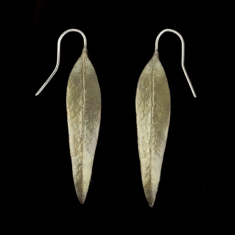 Diamond drop earrings for women-Eucalyptus Earrings - Long Leaf