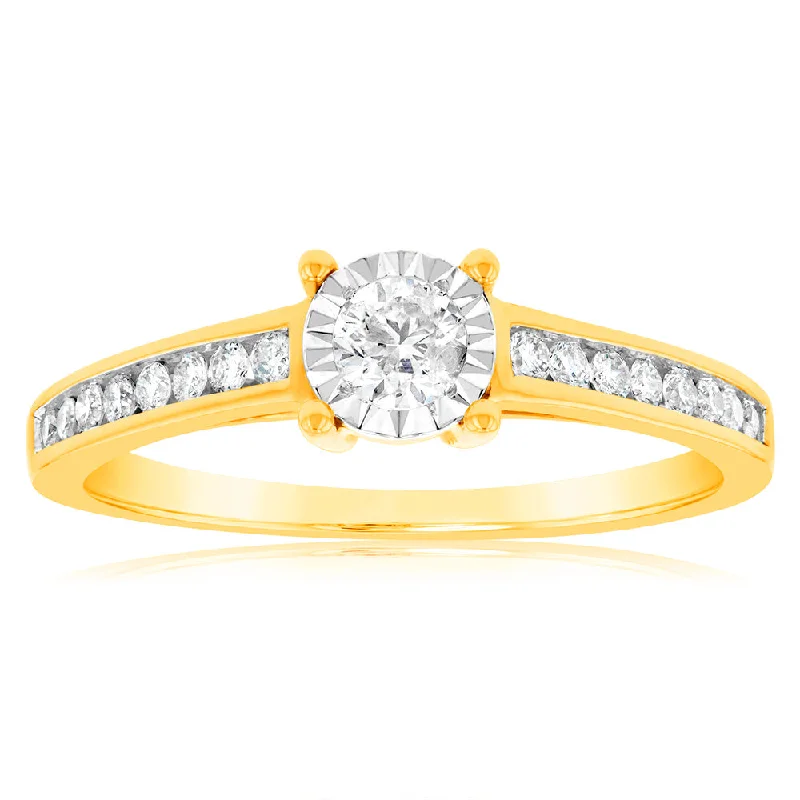 Engagement ring with colored stones for women-9ct Yellow Gold 0.30 Carat Diamond Solitaire Ring