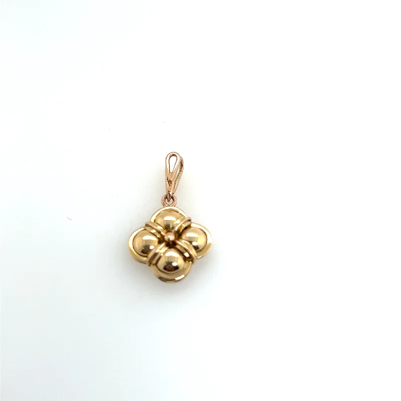 Birthday gift necklace for women-14K Yellow Gold Clover Pendant Necklace