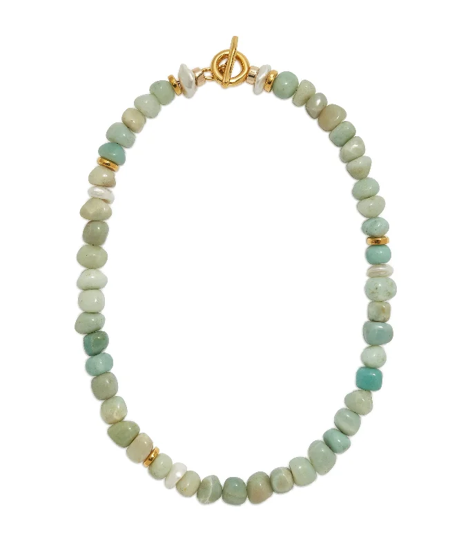 Layered gold necklace for women-Mood Necklace in Amazonite