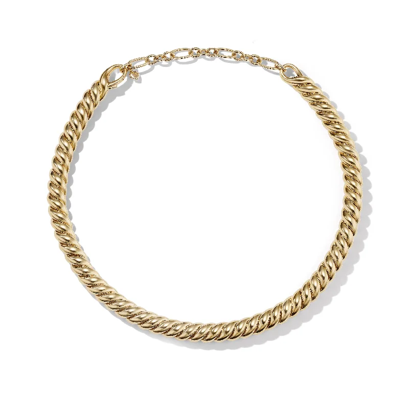 Silver necklace for women-Sculpted Cable Necklace in 18K Yellow Gold\, 8.5mm