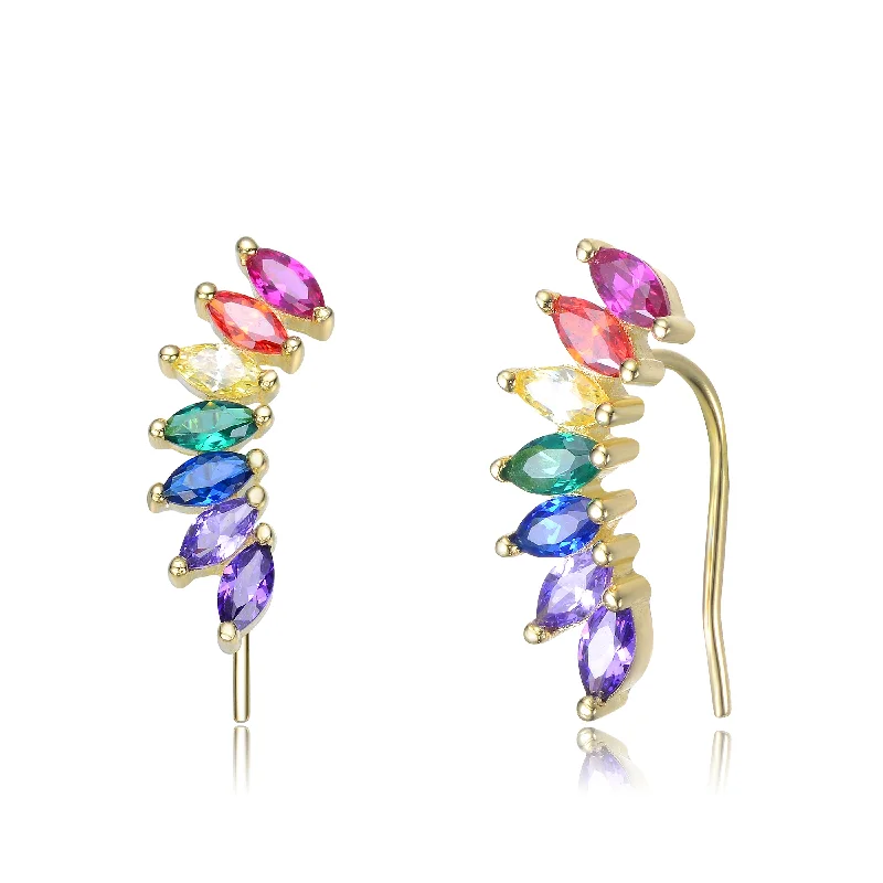 Classic earrings for women-Arc-en-Ciel Rainbow cuff earrings