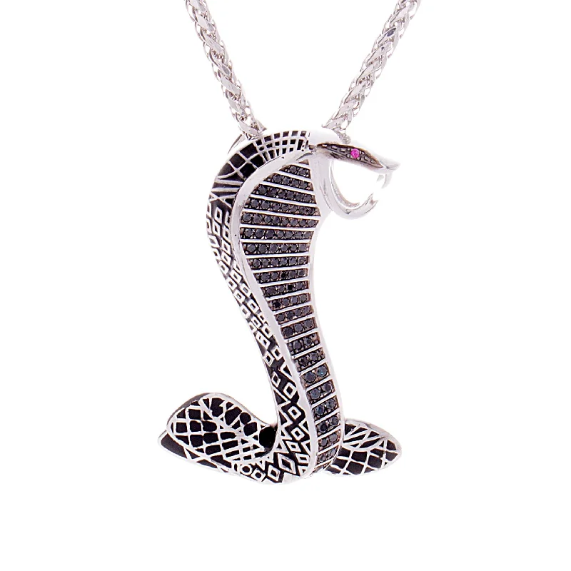 Vintage-inspired necklace for women-Mens Black Diamonds Pendant