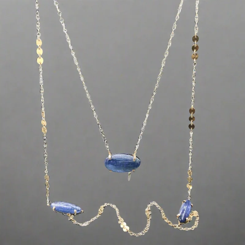 Simple necklace for women-YGP Sterling Blue Kyanite Double Necklace Set