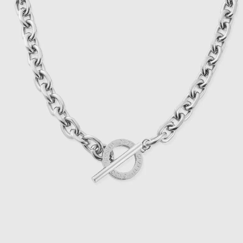 Unique gemstone necklace for women-Toggle Chain (Silver)