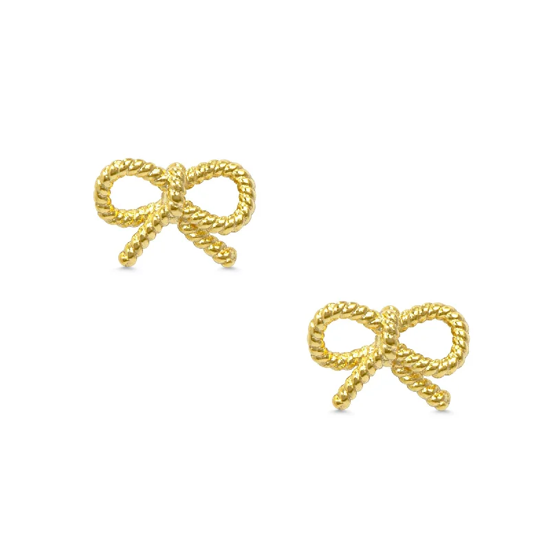 Crystal earrings for women-Bow Twist Studs