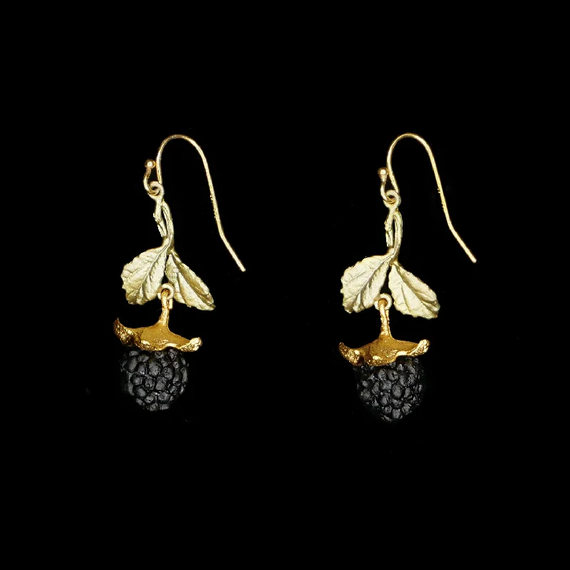 Round stud earrings for women-Blackberry Earrings - Leaf Wire