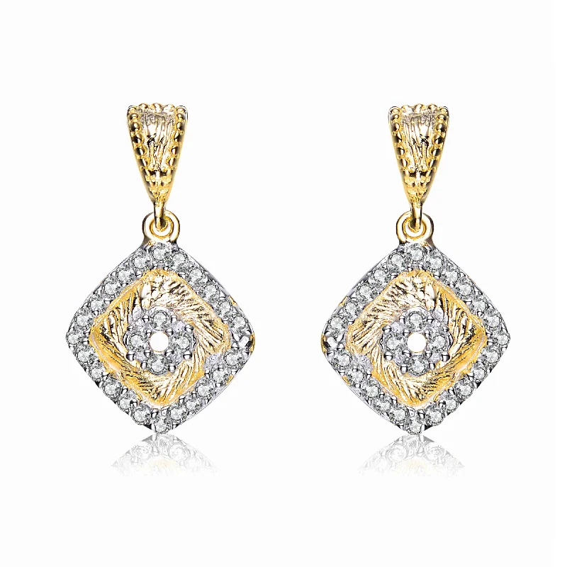 Diamond earrings for women-Aubrey Gold Plated Square Drop Earrings