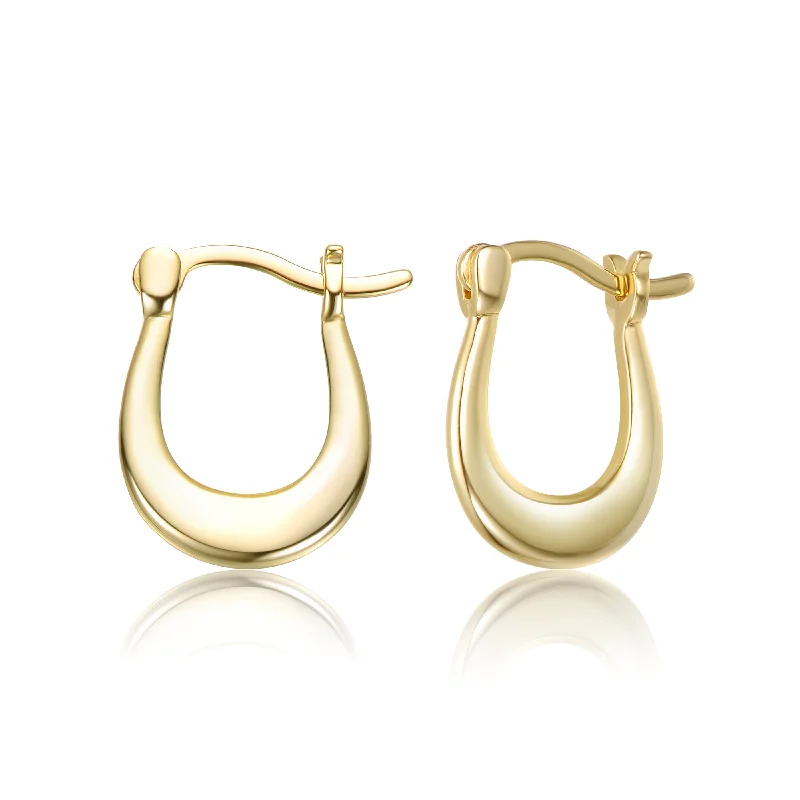 Custom earrings for women-Sterling Silver 14K Gold Plated Saddleback Hoop Earrings