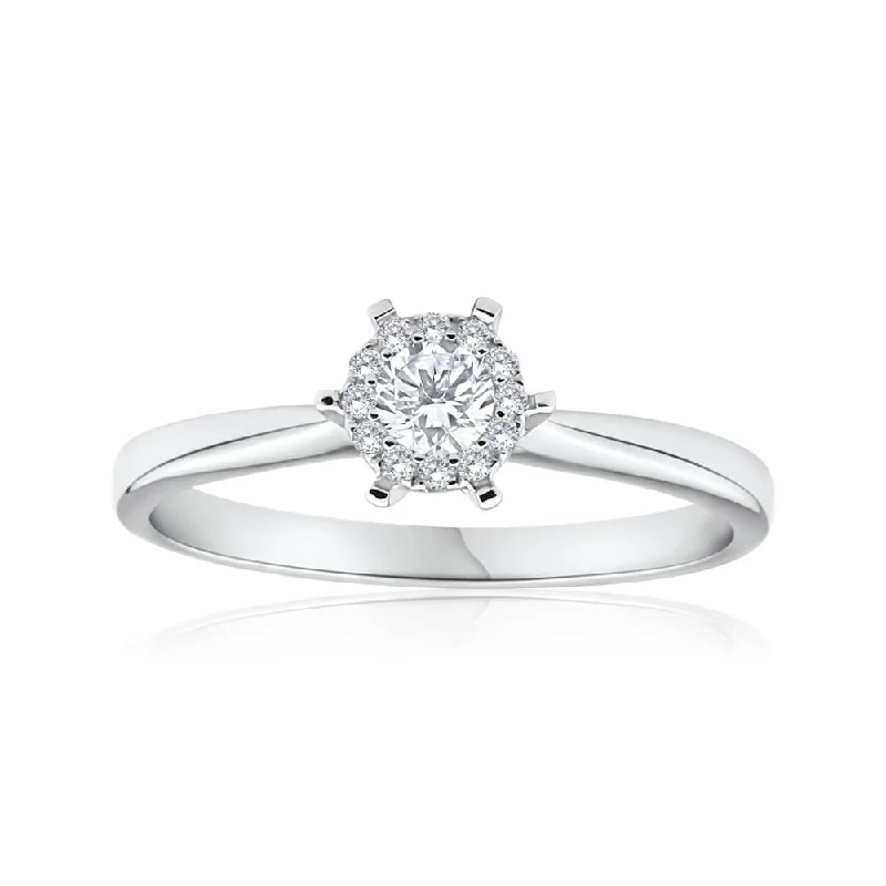 Platinum wedding engagement ring for women-18ct White Gold Ring With 0.25 Carats Of Claw Set Diamonds