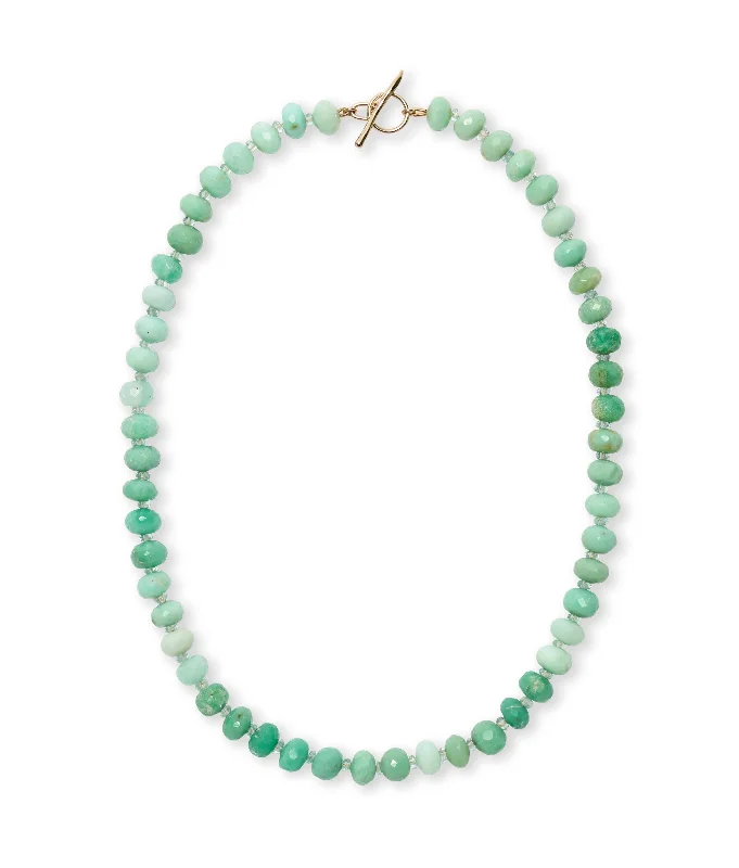 Unique gemstone necklace for women-Chrysoprase & Aquamarine 14k Gold Necklace