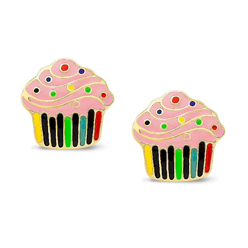 Wedding stud earrings for women-Cupcake Stud Earrings