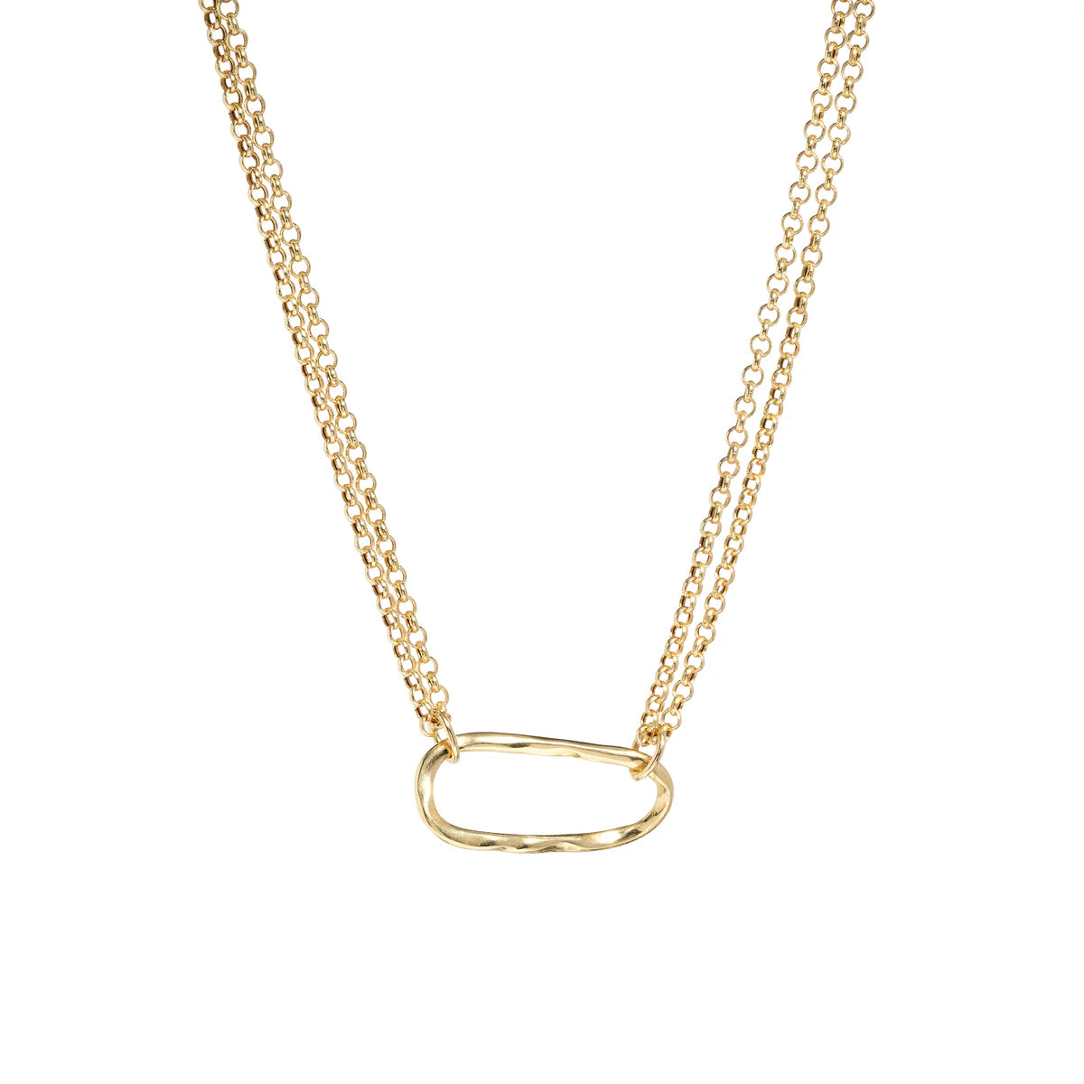 Rose gold chain necklace for women-YGP Sterling 18" Double Rolo Chain with Open Oval Necklace