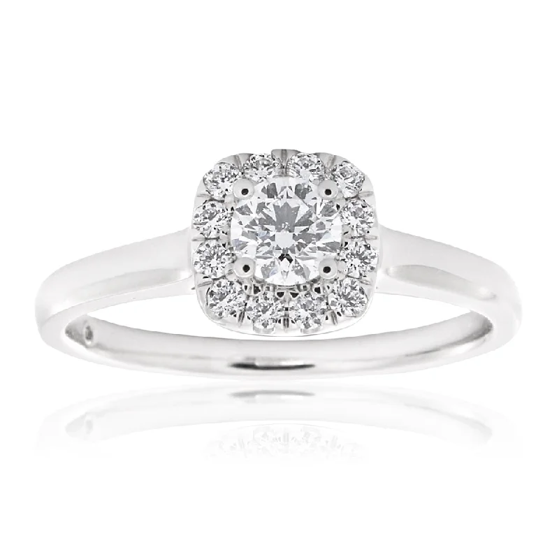 Art deco engagement ring for women-Flawless 18ct White Gold Ring with 1/2 carat Diamond