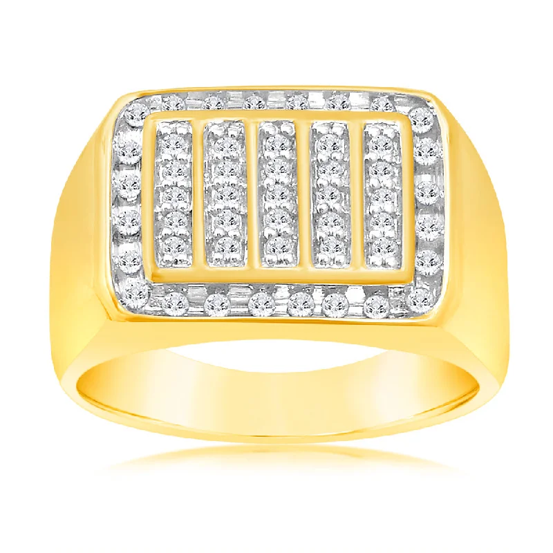 Classic diamond engagement ring for women-Luminesce Lab Grown 1/2 Carat Diamond Gents Ring in 9ct Yellow Gold