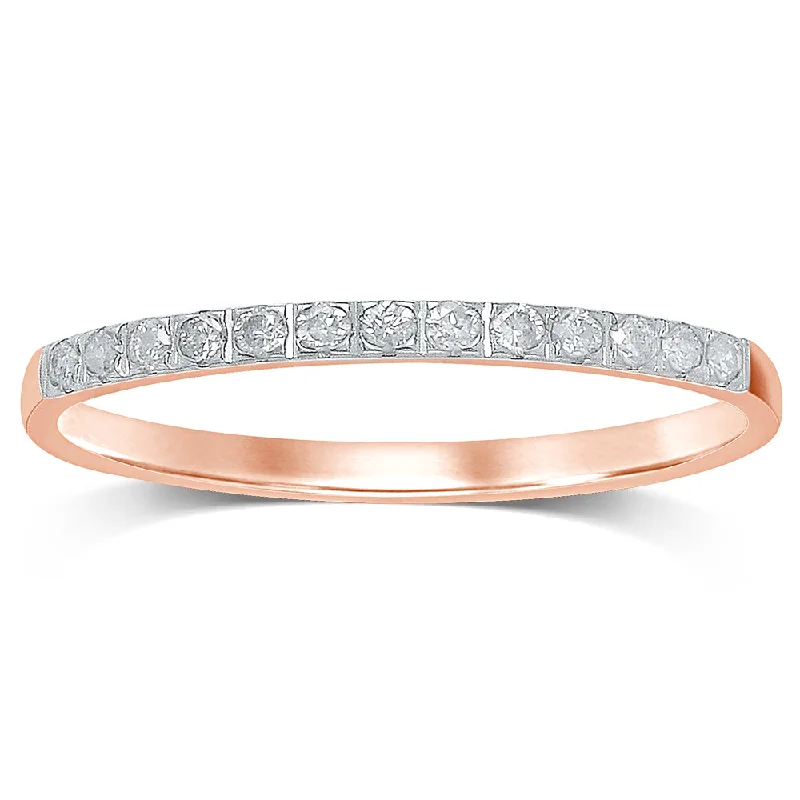 Heart-shaped engagement ring for women-9ct Rose Gold Eternity Ring with 13 Diamonds