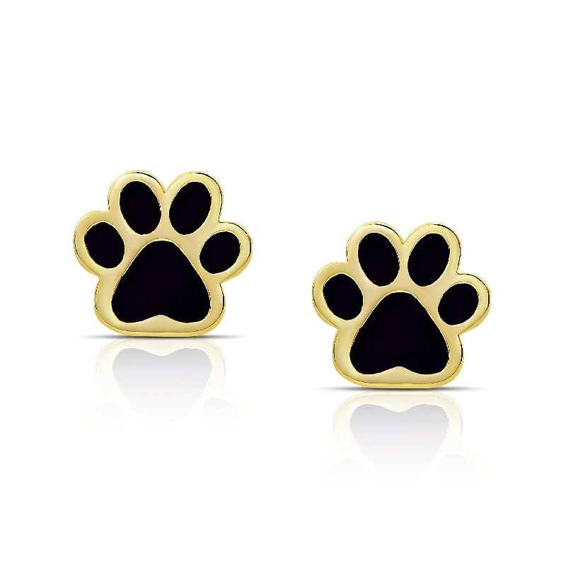 Hoop earrings for women-Dog Paw Stud Earrings